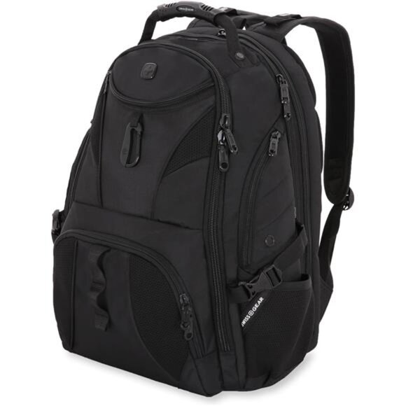 SwissGear 1900 Scansmart TSA 17 Laptop Backpack, Black/Black, 19-Inch
